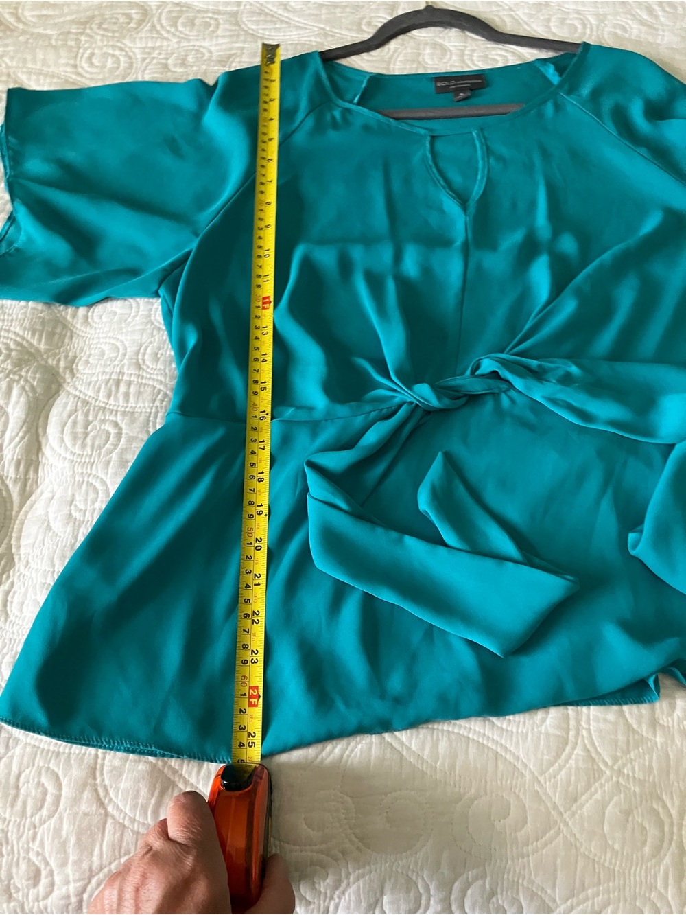 BOLD elements Teal Tie-Front Blouse - Picture 6 of 9